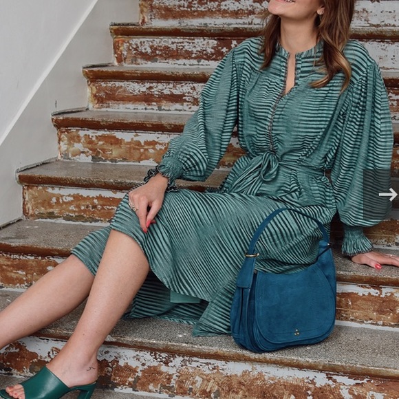 Ulla Johnson Dresses & Skirts - ULLA JOHNSON Fiora Midi Dress Teal Button Front Tie Waist